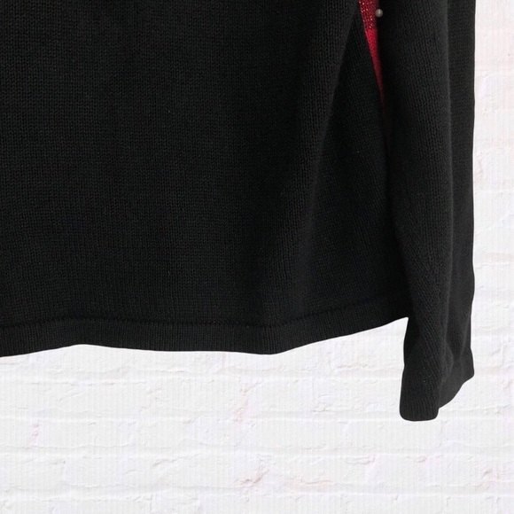 Victoria Jones Christmas Sweater Womens Medium Red Cardigan Patchwork Holiday - Picture 9 of 9